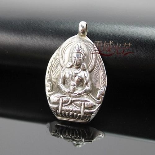 Handmade Tibetan Sterling Silver Amitabha Buddha Pendant