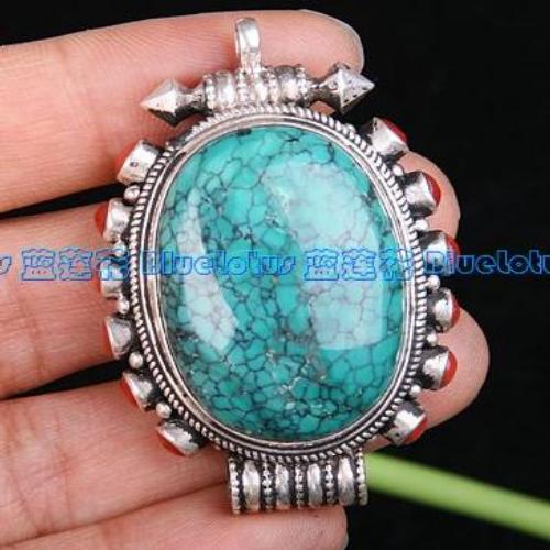Handmade Tibetan Turquoise Ghau Prayer Box Pendant