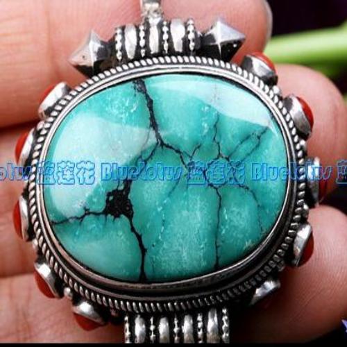 Handmade Tibetan Turquoise Prayer Box Pendant