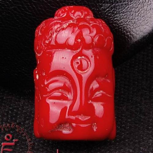 Tibetan Handmade Red Coral Sakyamuni Buddha Pendant
