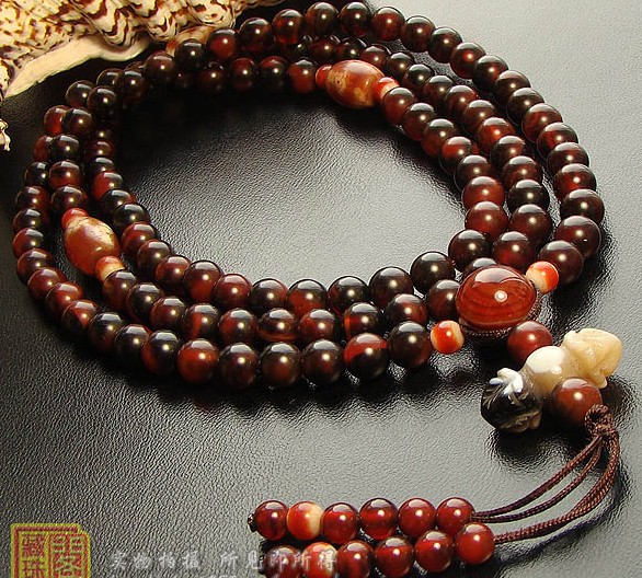 8MM 108 Bloodstone Beads DZI Buddhist Prayer Beads Mala