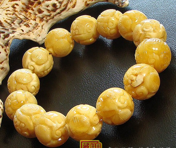 Consecration 15MM Tibetan Mila Dragon Bracelet Buddhist Prayer Beads Bracelet