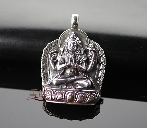 Four-armed Goddess of Mercy Buddha Pendant Handmade Tibetan Pendant