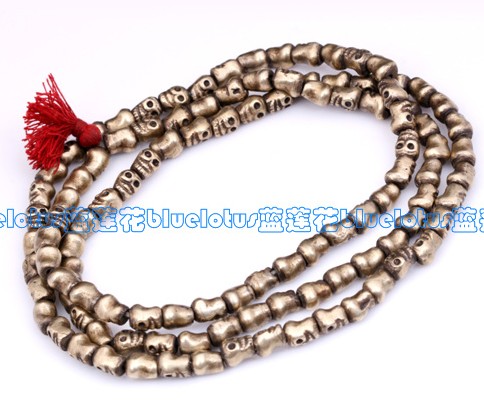 Handmade Old Copper Skull Beads Tibetan Malas Buddhist Prayer Beads