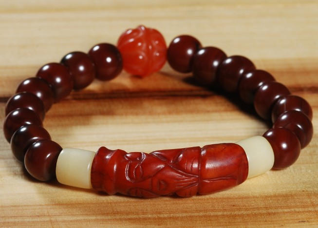 Handmade Old Jade Agate Beads Bracelet