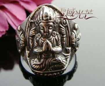 Handmade Sterling Silver Ring Tibetan Buddha Ring - Kuanyin