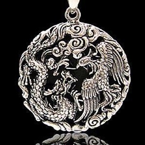 Handmade 925 Sterling Siver Pendant - Dragon & Phonix