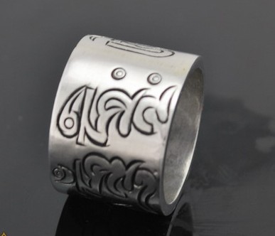 Handmade Tibetan 999 Silver OM Mantra Ring