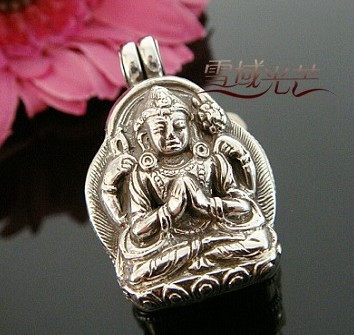 Handmade Tibetan Bodhisattva Avalokitesvara Buddha Prayer Box Pendant