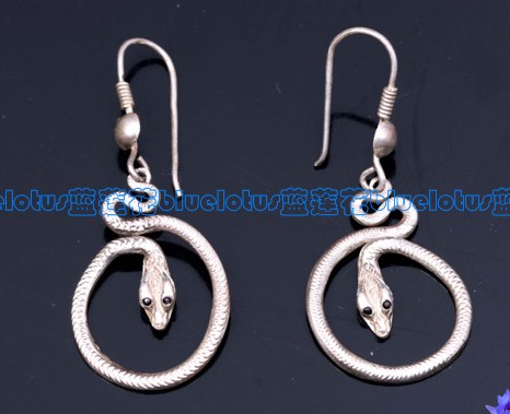 Handmade Tibetan Earrings Sterling Surpent Earrings