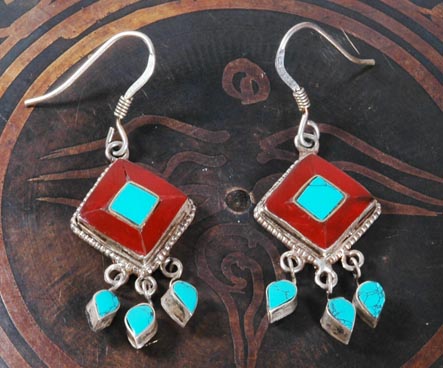 Handmade Tibetan Earrings Stirling Silver Earrings