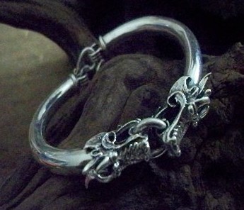 Handmade Tibetan Jewelry Sterling Silver Dragon Bracelet