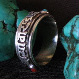 Handmade Tibetan Jewelry Sterling Silver Nepalese OM Mantra Ring