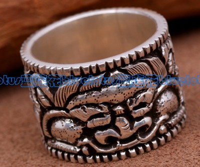 Handmade Tibetan KING QONG Sterling Silver Ring