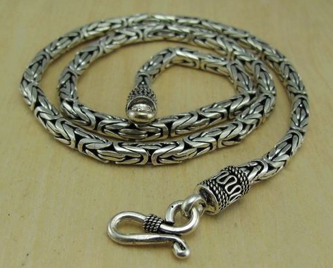Handmade Tibetan Longevity Sterling Silver Men's Necklace