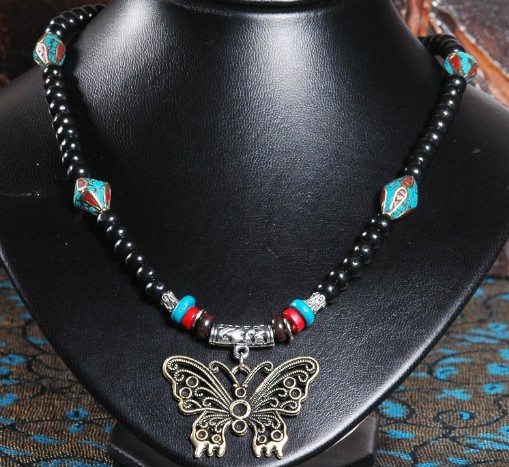 Handmade Tibetan Necklace Tibetan Leather Butterfly Necklace