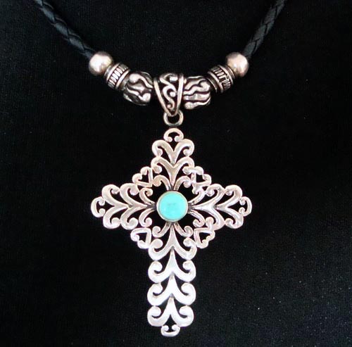 Handmade Tibetan Necklace  Stirling Silver Cross Necklace