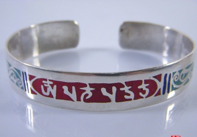 Handmade Nepalese OM Mantra Sterling Silver Bracelet