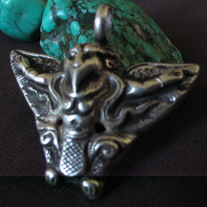 Handmade Tibetan Pendant Garuda Stirling Silver Pendant