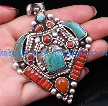 Handmade Tibetan Pendant Tibetan Turquoise Coral Mila Pendant