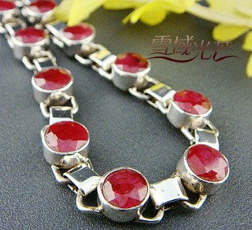 Handmade Tibetan Ruby Sterling Silver Tibetan Bracelet