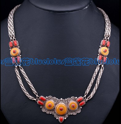 Handmade Tibetan Sterling Necklace Tibetan Old Mila Necklace