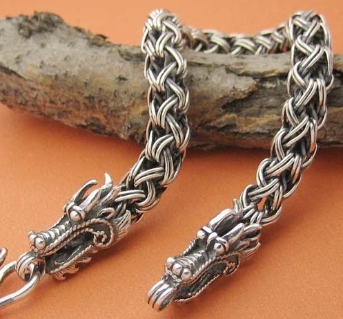 Handmade Tibetan Sterling Silver Bracelet - Dragon