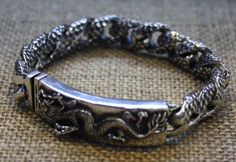 Handmade Tibet Sterling Silver Dragon Bracelet