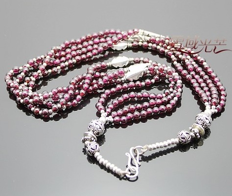 Handmade Tibetan Sterling Silver Garnet Necklace