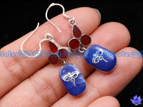 Handmade Tibetan Sterling Silver Lapis Lazuli Buddha Eye Earrings