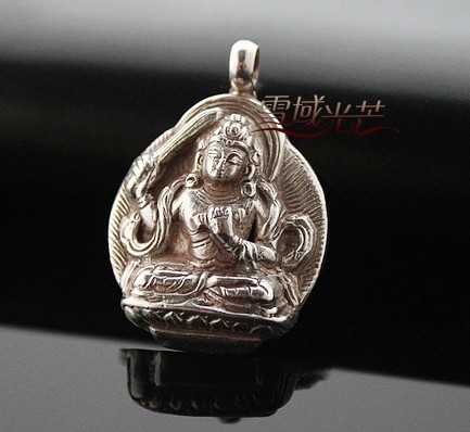 Handmade Tibetan Sterling Silver Manjushri Buddha Pendant