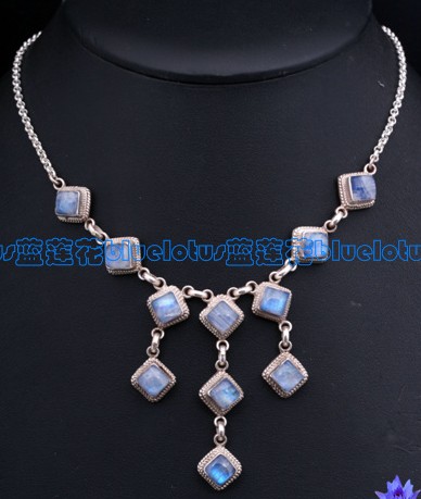 Handmade Tibetan Sterling Silver Moonstone Necklace