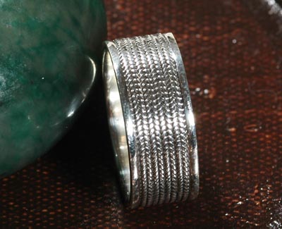 Handmade Tibetan Sterling Silver OM Mantra Ring