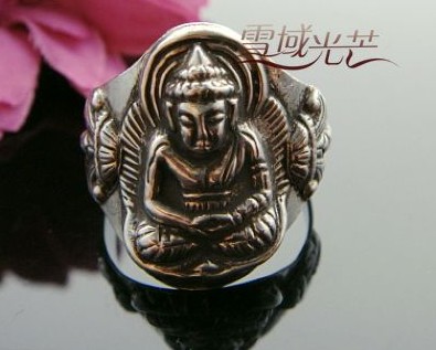 Handmade Tibetan Sterling Silver Tibetan Buddha Ring - Manjusri