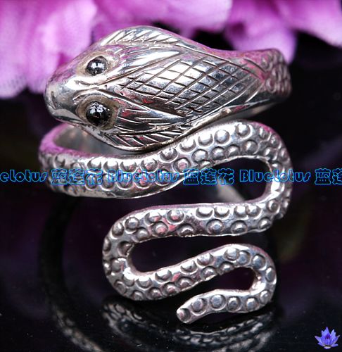 Handmade Tibetan Sterling Silver Jewel Snake Ring