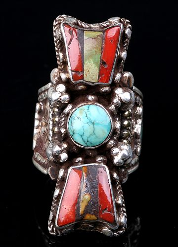 Handmade Tibetan Turquoise Stirling Silver Charming Ring