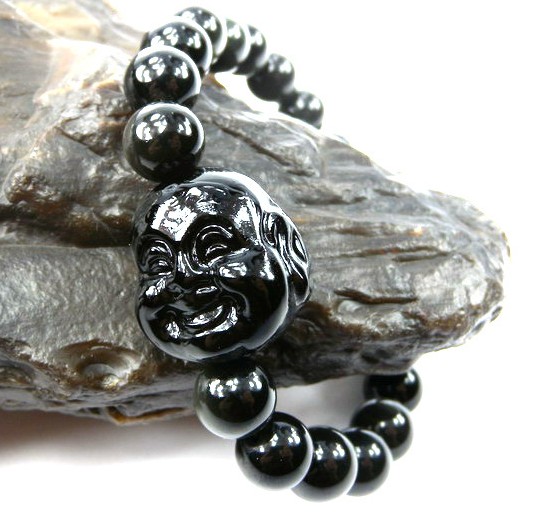 Obsidian 8MM Happy Buddha Wrist Malas Bracelet