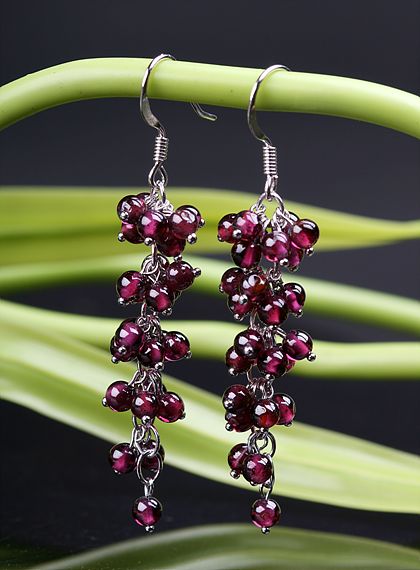 Stirling Garnet Earrings Handmade Tibetan Earrings