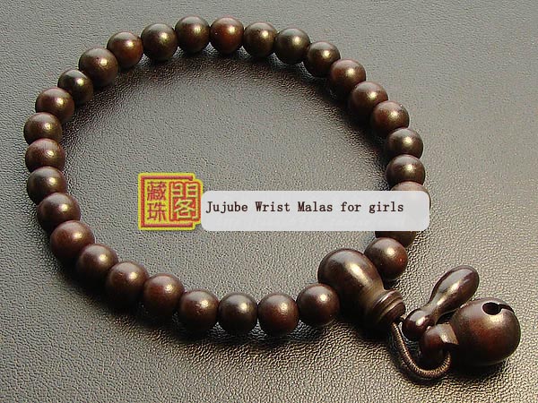 Tibetan 6.5MM Jujube Buddhist Wrist Beads Malas