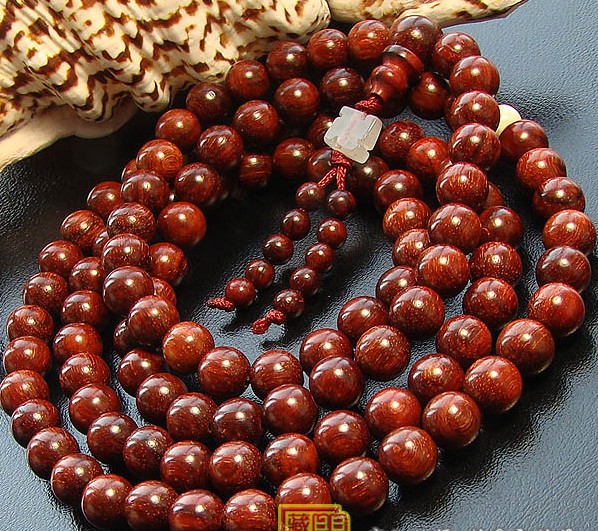 Tibetan 8MM Genuine Redsandalwood Buddhist 108 Beads Malas