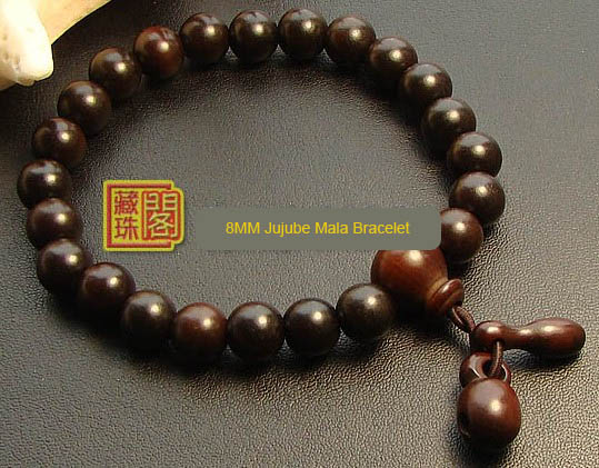 Tibetan 8MM Jujube Prayer Beads Bracelet Buddhist Mala Bracelet