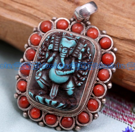 Tibetan Buddha Pendant Handmade Tibetan Coral Pendant