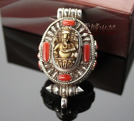 Tibetan Ganesh Gau Box Pendant Handmade Sterling Pendant