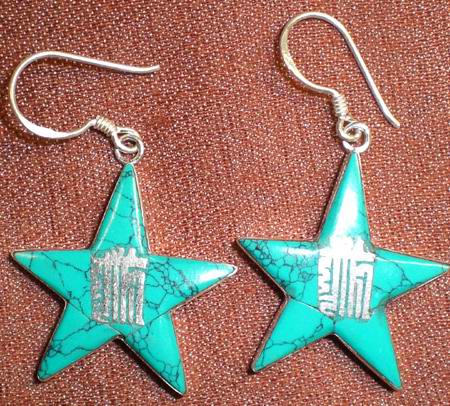 Tibetan Handmade Ancient Symbol Five-pointed Star Earrings