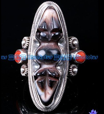 Tibetan Handmade Dzi Dorje Ring Tibetan Sterling Silver Ring