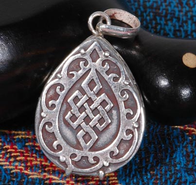 Tibetan Handmade Endless Knot Gau Pendant