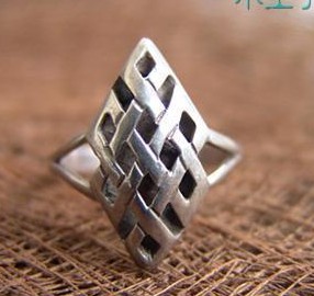 Tibetan Handmade Endless Knot Ring Tibetan Sterling Silver Ring