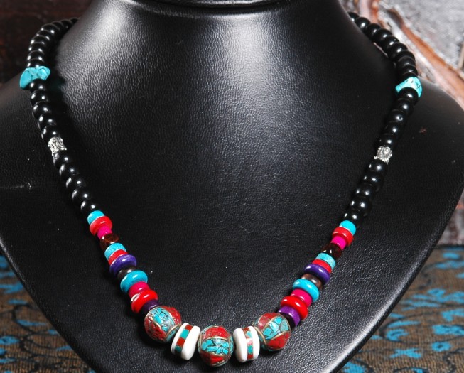 Tibetan Handmade Leather Beads Necklace