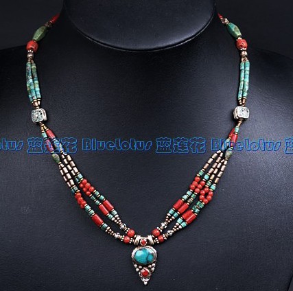 Tibetan Handmade Necklace Tibetan Sterling Silver Gemstone Necklace