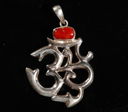 Tibetan Handmade Pendant Tibetan Coral OM Pendant